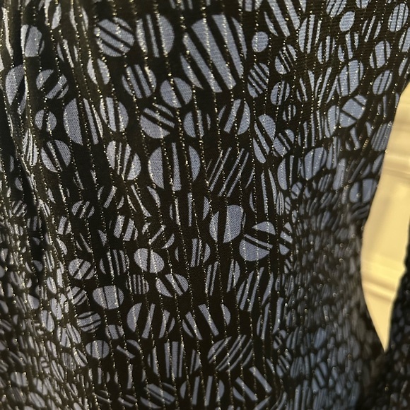 INC International Concepts Black and Blue Long Sleeve Top with Silver Threading - Picture 3 of 6